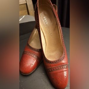 Vintage Bruno Magli Red Leather Heels.  Size 8 1/2.